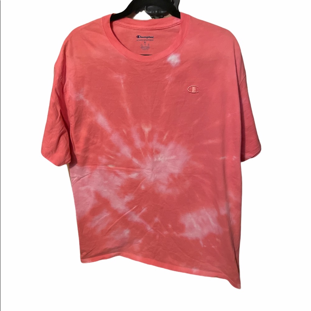 Champion Pink Custom Bleached Tie Dye Tee